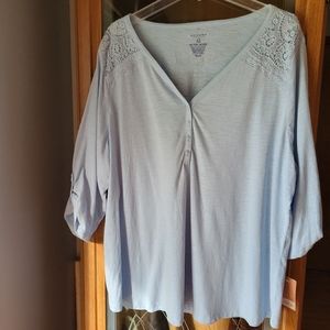 Plus 2X baby blue blouse NWT